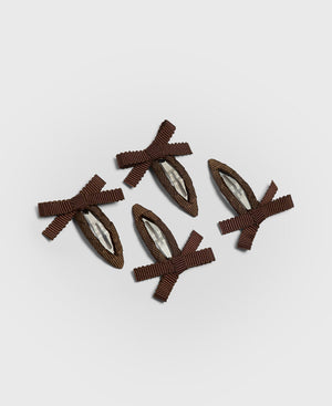 MINI BOW SNAP CLIPS - CHOCOLATE