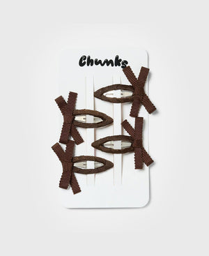 MINI BOW SNAP CLIPS - CHOCOLATE