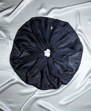 X LARGE SILK SCRUNCHIE - BLACK SHADOW